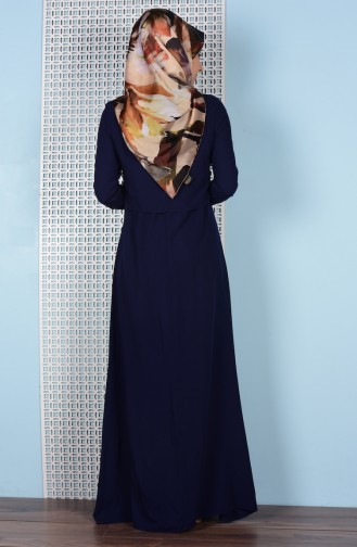 Navy Blue Hijab Dress 5021-07
