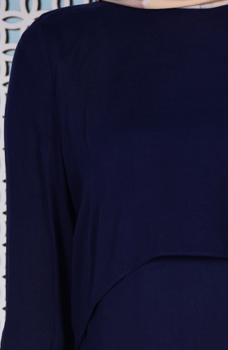 Navy Blue Hijab Dress 5021-07