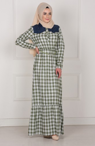 Khaki Hijab Dress 9178-07