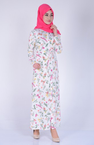 Beige Hijab Dress 8063-07