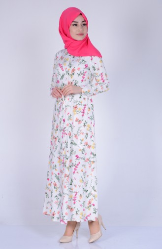 Beige Hijab Dress 8063-07