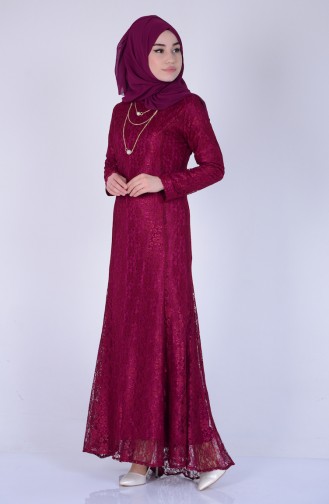 Plum Hijab Dress 81322-06