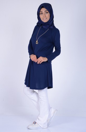 Big Size Necklace Tunic 0721A-04 Navy 0721A-04