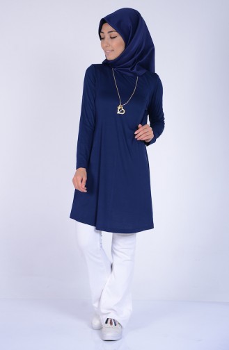 Big Size Necklace Tunic 0721A-04 Navy 0721A-04