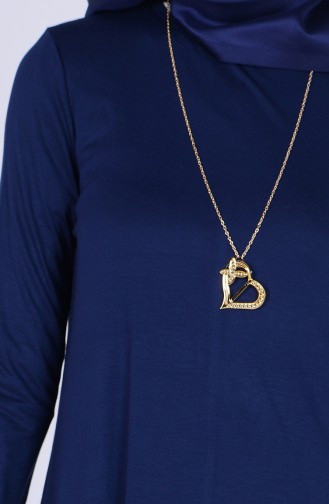 Big Size Necklace Tunic 0721A-04 Navy 0721A-04