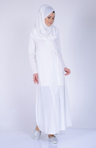 Şallı Namaz Elbise 4083-07 Beyaz