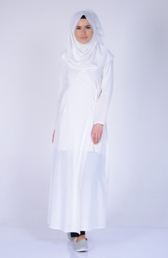 Şallı Namaz Elbise 4083-07 Beyaz