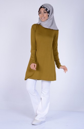 Sefamerve Basic Hijab Gekämmte Baumwoll 0728-43 Öl Grün 0728-43