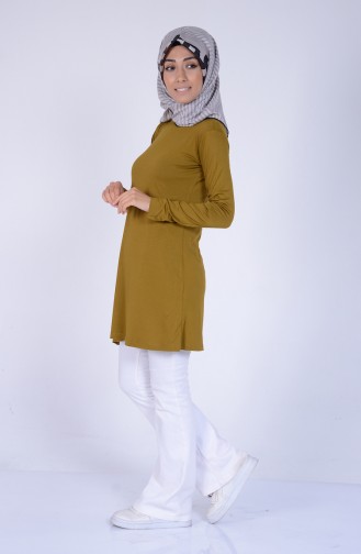 Sefamerve Basic Hijab Gekämmte Baumwoll 0728-43 Öl Grün 0728-43