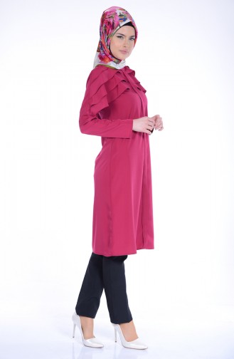 Omuz Detaylı Tunik 3019-06 Açık Mürdüm