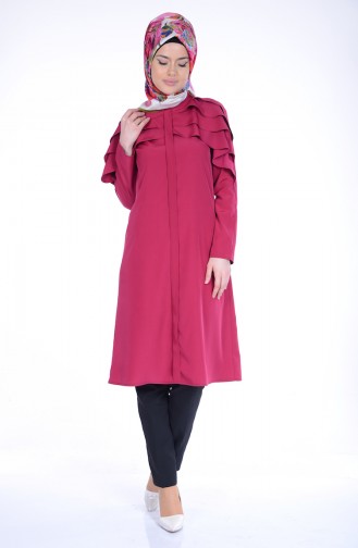 Omuz Detaylı Tunik 3019-06 Açık Mürdüm