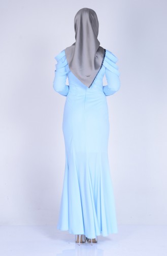 Baby Blue Hijab Evening Dress 3060-05