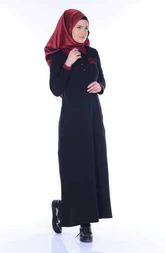 Claret Red Hijab Dress 2803-02