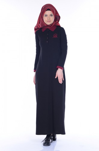 Claret Red Hijab Dress 2803-02