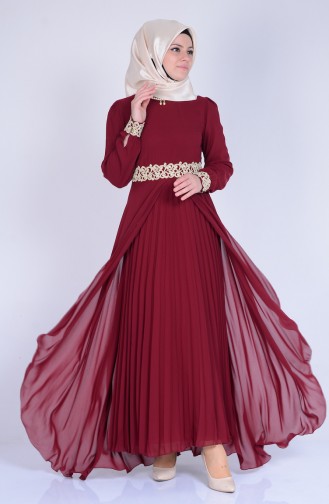 Claret Red Hijab Dress 2837-06