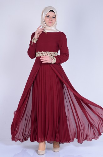 Claret Red Hijab Dress 2837-06