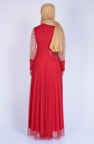 Claret Red Hijab Dress 3059-03