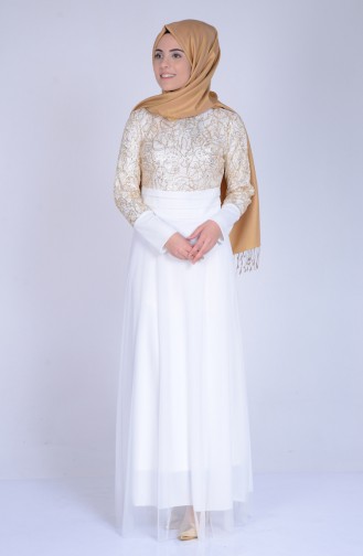 Ecru Hijab Dress 3059-04