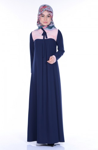 Navy Blue Hijab Dress 2790-01