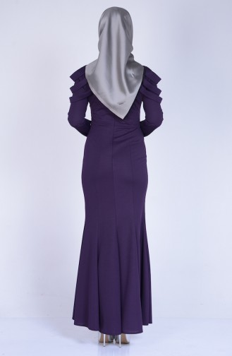 Purple Hijab Evening Dress 3060-06