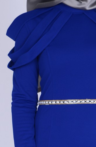 Robe de Soirée detail épaules 3060-02 Bleu Roi 3060-02