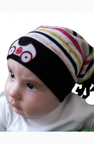 Bonnet Enfant Peigné a Rayure NS44 Ecru Noir 44