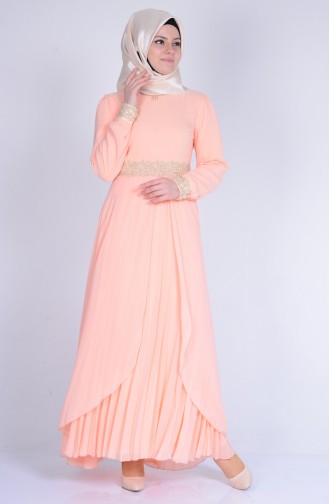 Salmon Hijab Dress 2837-04
