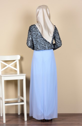 Baby Blue Hijab Evening Dress 2943-01