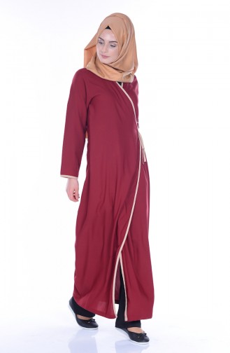 Claret Red Hijab Dress 001-04