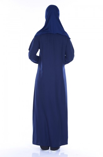 Fermuarlı Örtülü Namaz Elbisesi NMZ002-03 Lacivert 002-03
