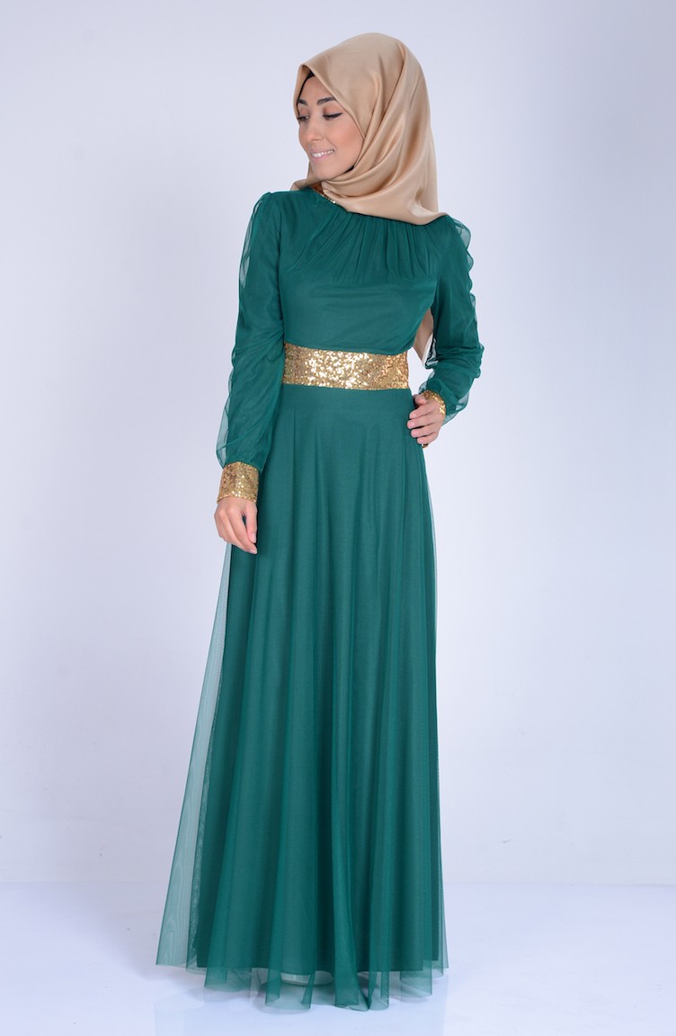 Green Hijab Dress 305705 Sefamerve