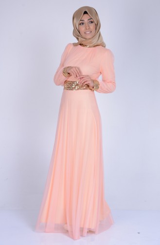 Salmon Hijab Dress 3057-07
