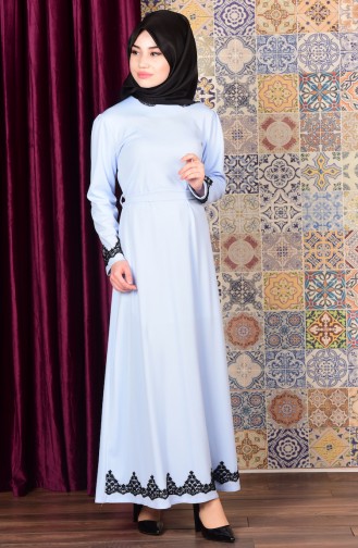 Baby Blue Hijab Dress 4084-04