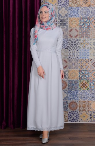 Grau Hijab Kleider 6082-06