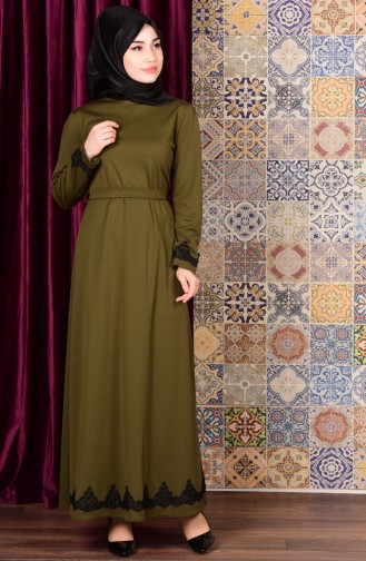Khaki Hijab Dress 4084-06