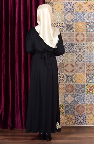 Navy Blue Hijab Dress 4084-02
