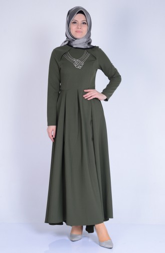 Khaki Hijab Dress 4147-03