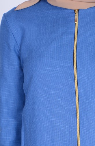 Fermuarlı Uzun Tunik 1215-10 İndigo