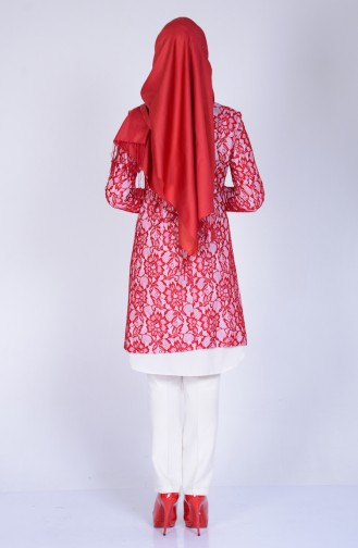 Lace Coated Long Jacket 3533-01 Red 3533-01