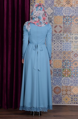 Blau Hijab Kleider 6082-05