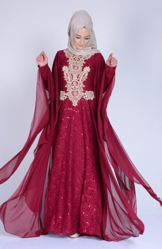 Plum Hijab Evening Dress 52587-02