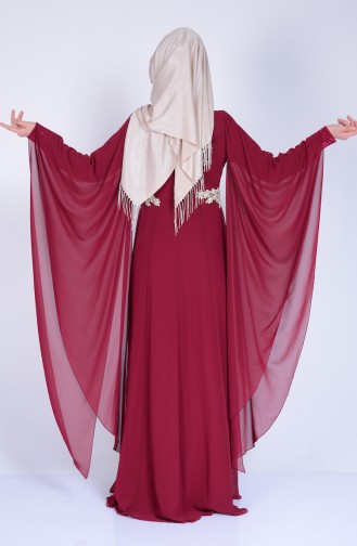 Plum Hijab Evening Dress 52587-02