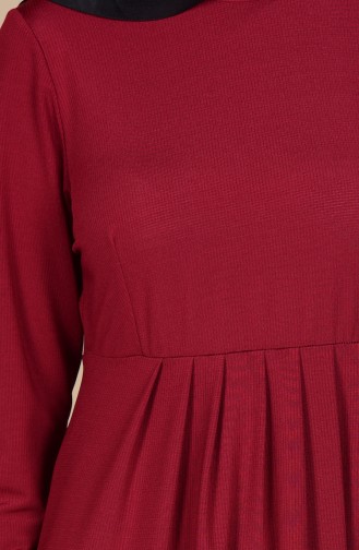 Pileli Elbise 3014-02 Bordo