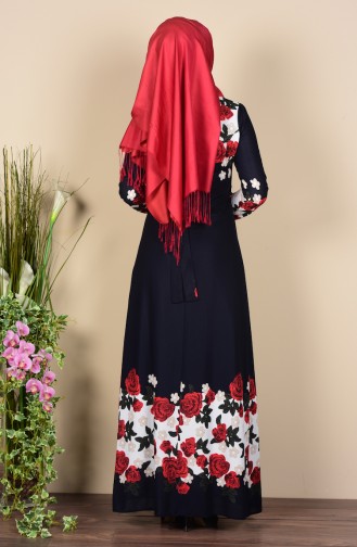 Navy Blue Hijab Dress 1610-02