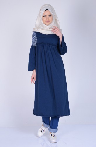 İspanyol Kol Uzun Tunik 6239-04 Lacivert