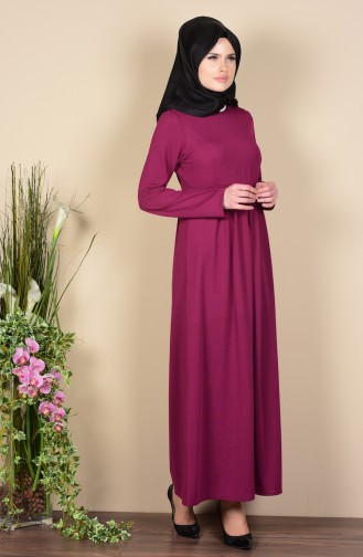 Pileli Elbise 3014-05 Mürdüm
