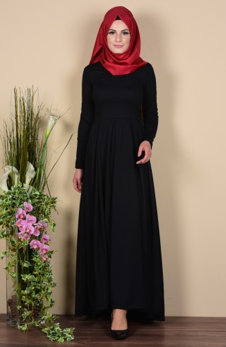 Pileli Elbise 1877-01 Siyah