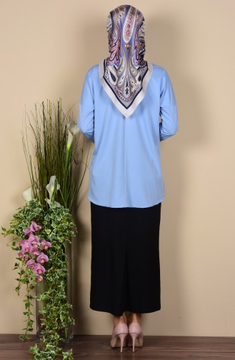 Bluse mit Fledermausärmeln 1225-07 Ice Blau 1225-07