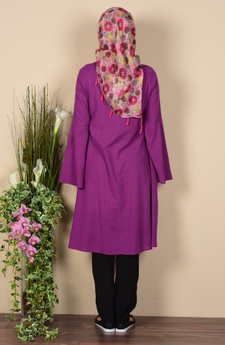 İspanyol Kol Kolyeli Tunik 2794-04 Fuşya