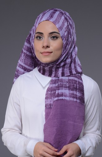 Desenli Pliseli Şal 50233-02 Açık Mor